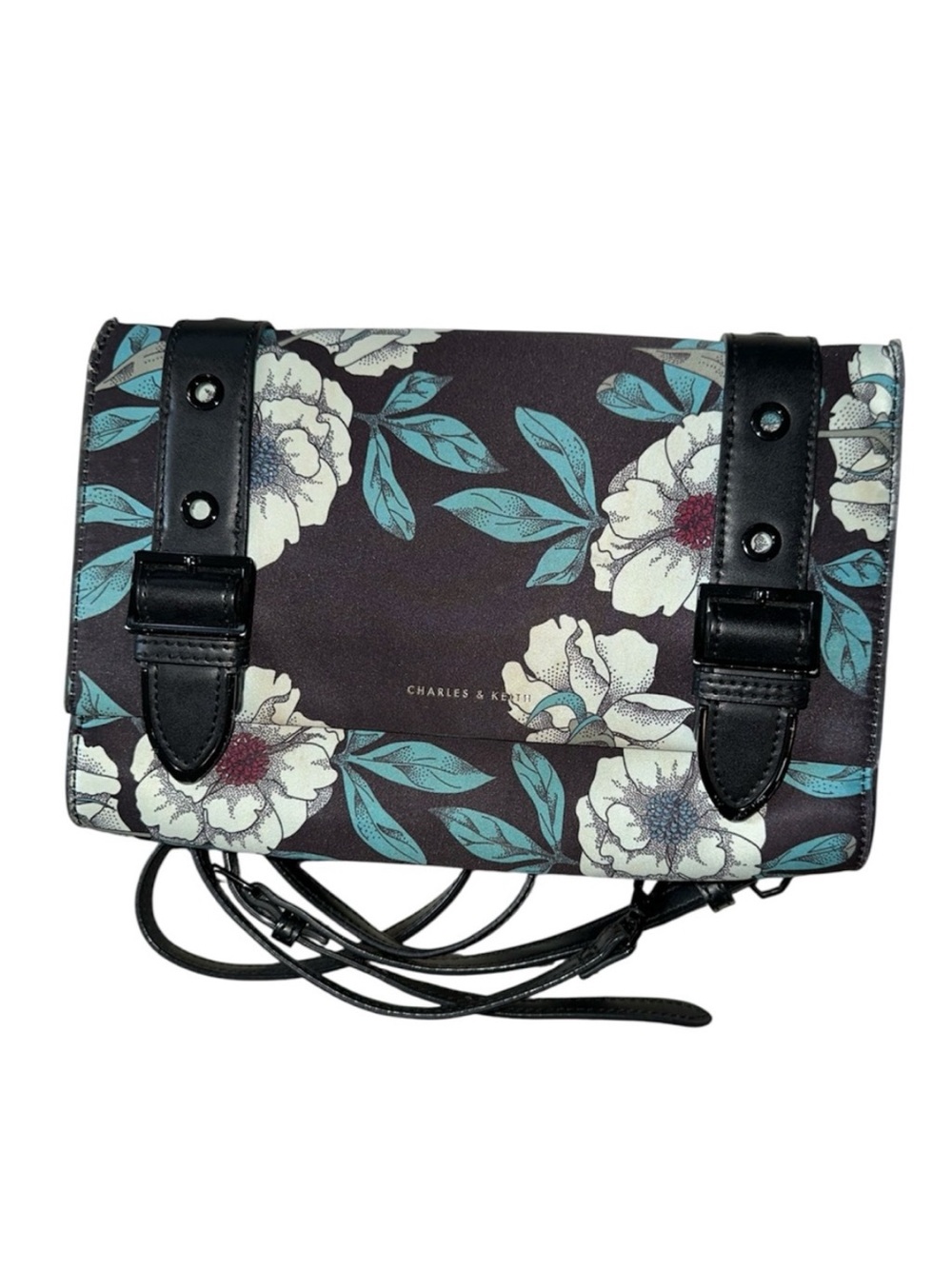 Charles & Keith Floral Buckle Detail Clutch Crossbody